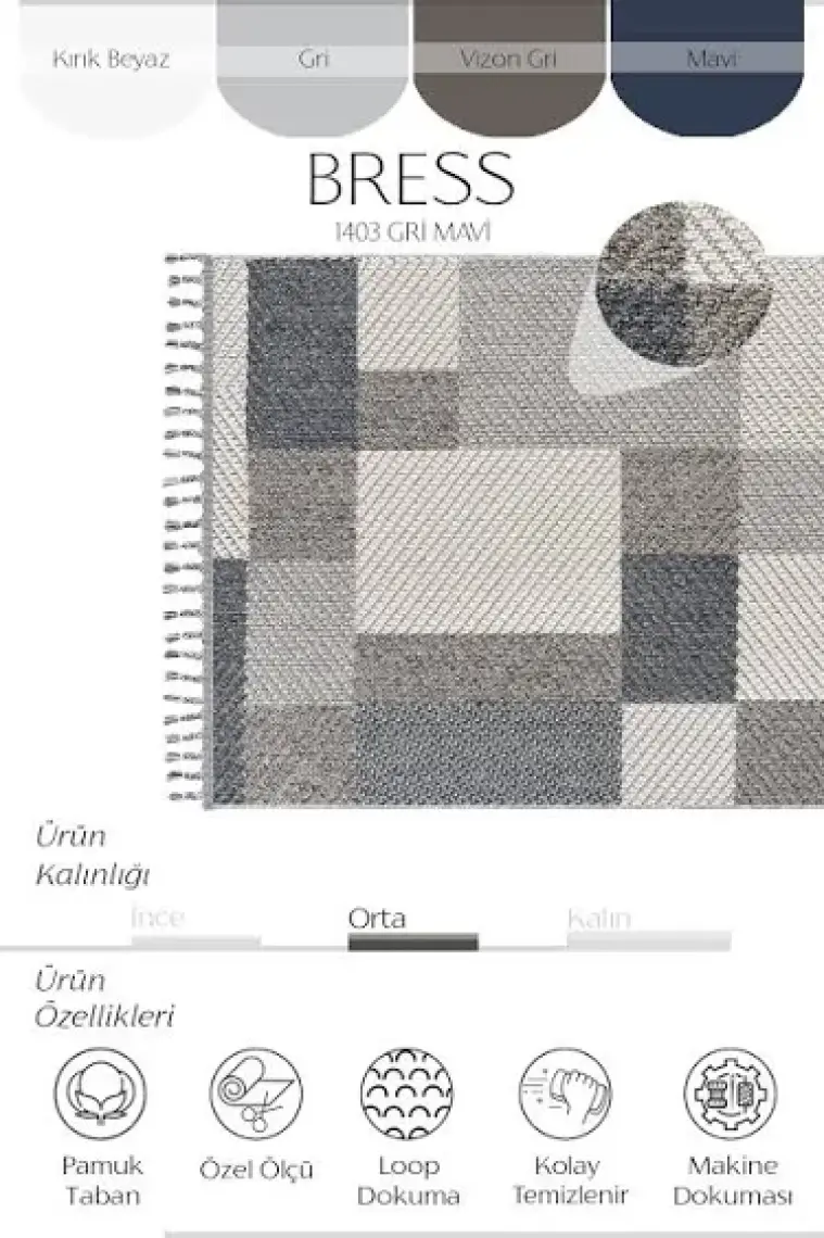 Cool Halı Bress 1403 Gri Halı Salon Halısı Kesme Halı Yolluk Koridor Halısı Balkon Halısı Bukle Mutfak Halısı