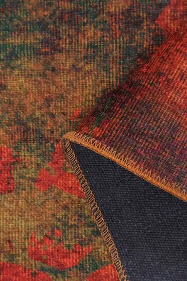 Artloop Modern Dekoratif Salon Halısı, Fusion Şönil |Pamuk-Polyester| Turuncu Halı Al 09