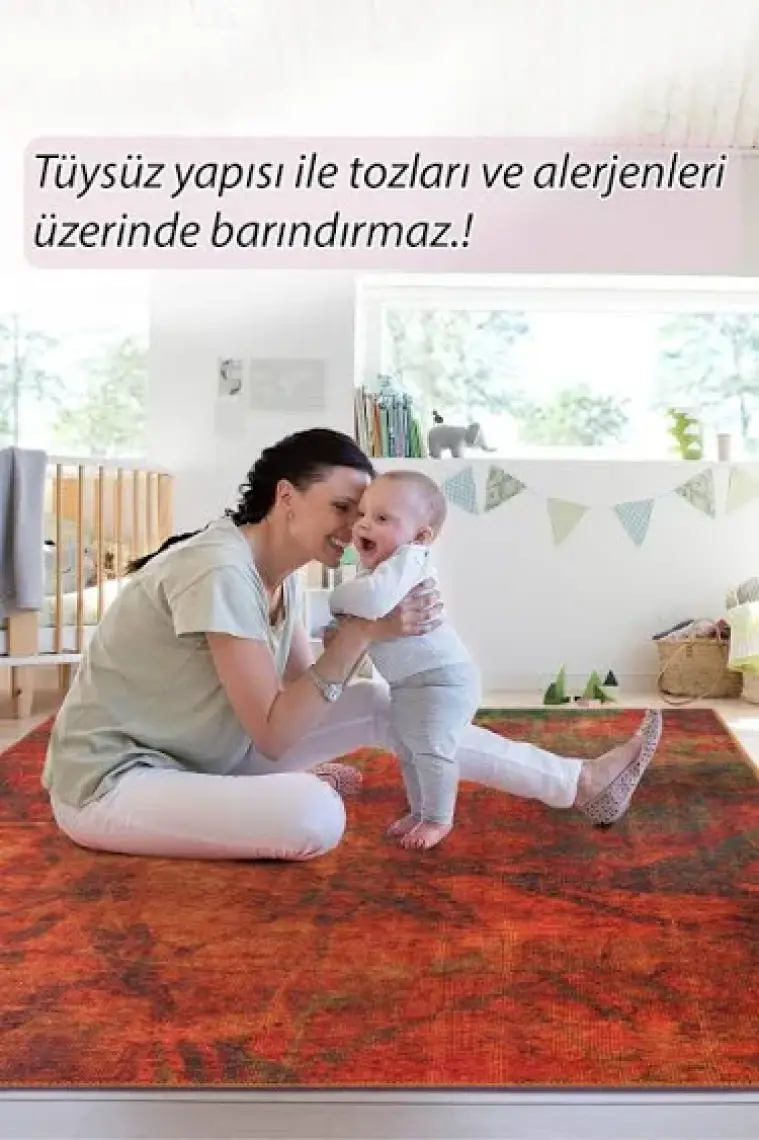 Artloop Modern Dekoratif Salon Halısı, Fusion Şönil |Pamuk-Polyester| Turuncu Halı Al 09