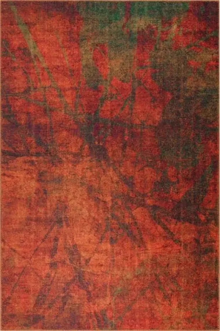 Artloop Modern Dekoratif Salon Halısı, Fusion Şönil |Pamuk-Polyester| Turuncu Halı Al 09