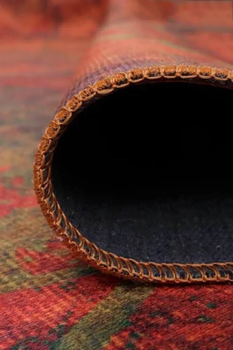 Artloop Modern Dekoratif Salon Halısı, Fusion Şönil |Pamuk-Polyester| Turuncu Halı Al 09