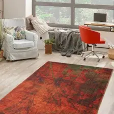 Artloop Modern Dekoratif Salon Halısı, Fusion Şönil |Pamuk-Polyester| Turuncu Halı Al 09
