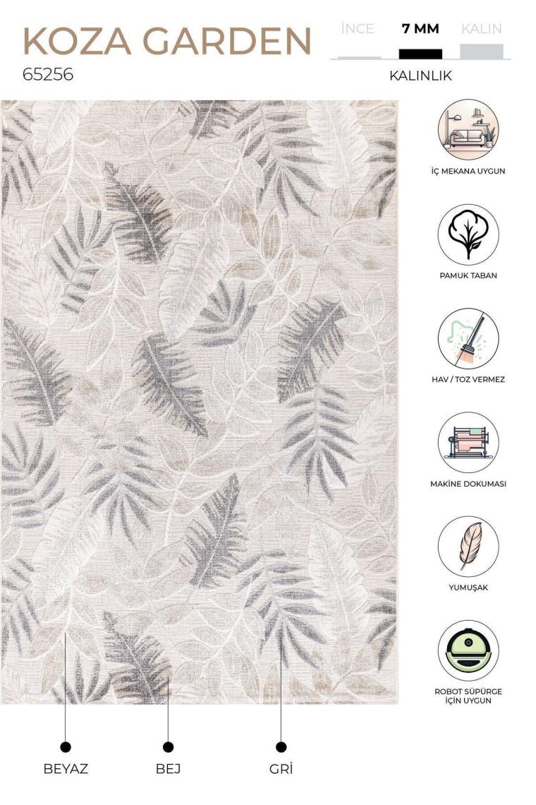 Koza Garden Gri Halı Kilim Balkon Teras Bahçe Salon Koridor Makine Halısı 65256
