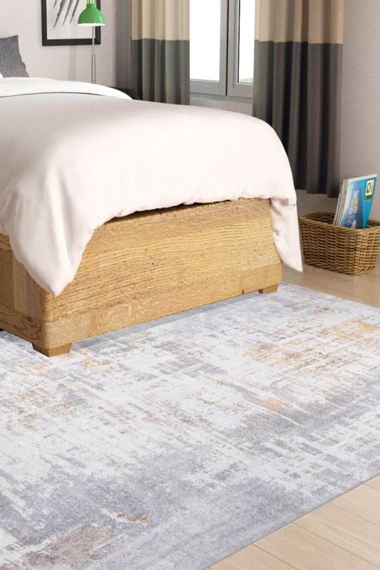 Artloop Modern Halı, Funk Şönil Dokuma Halı Dekoratif Halı |Pamuk-Polyester| Gri Halı Al 233