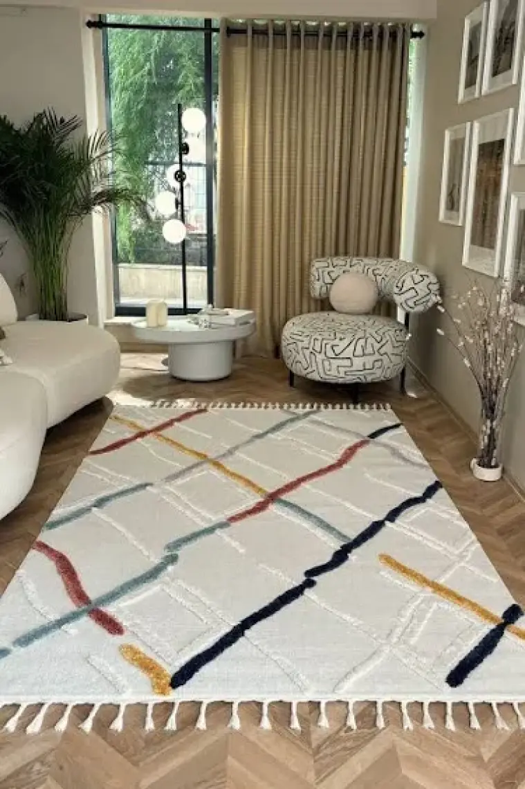 Cool Halı Palazzo 03 Multi Bukle Salon Halısı Hav Toz Vermez Mutfak Halısı Yumuşak Dokulu Çocuk Odası Halısı İskandinav Tarz Koridor Kesme Yolluk
