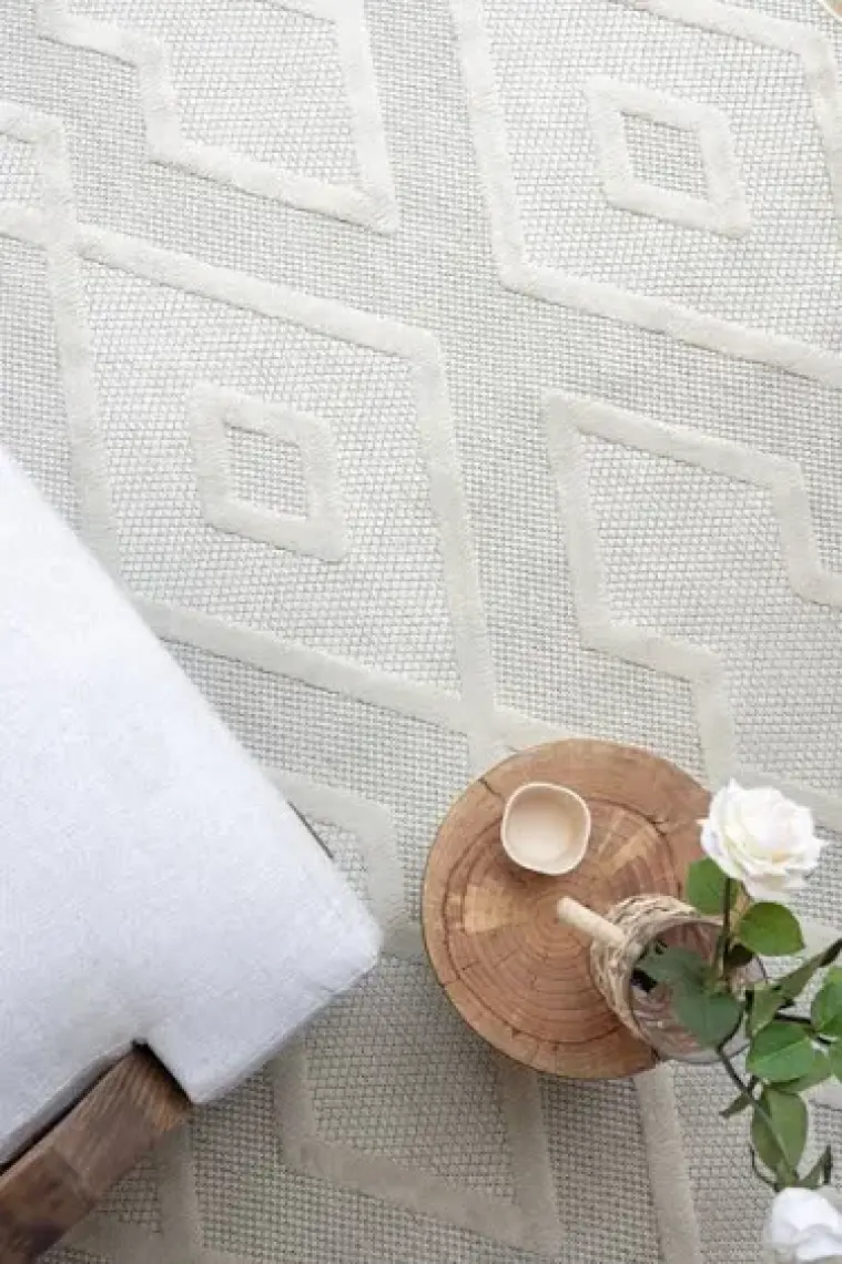 Silva Beyaz Halı Yıkanabilir Halı Balkon Halısı Oturma Odası Koridor Yatak Odası Halısı 58594A