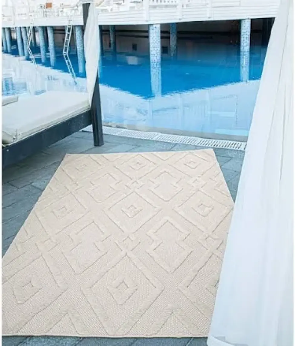 Silva Beyaz Halı Yıkanabilir Halı Balkon Halısı Oturma Odası Koridor Yatak Odası Halısı 58594A