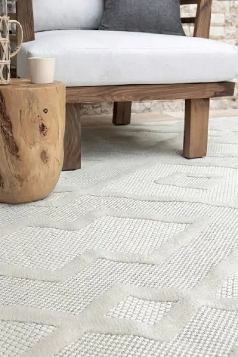 Silva Beyaz Halı Yıkanabilir Halı Balkon Halısı Oturma Odası Koridor Yatak Odası Halısı 58594A