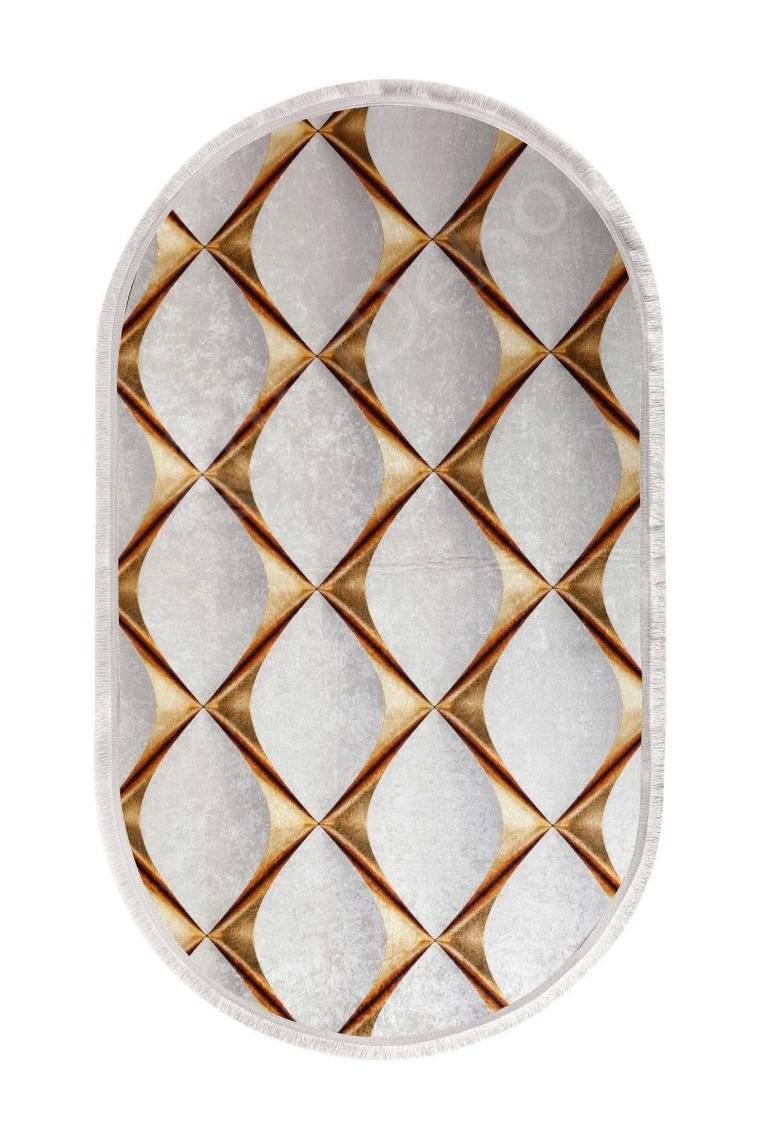 Dijidekor Halı Gold  KY7059 Yıkanabilir Oval Kesme Ince Yolluk Kilim Salon Halısı Modelleri