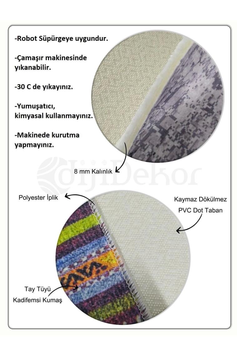 Dijidekor Halı Gold  KY7059 Yıkanabilir Oval Kesme Ince Yolluk Kilim Salon Halısı Modelleri