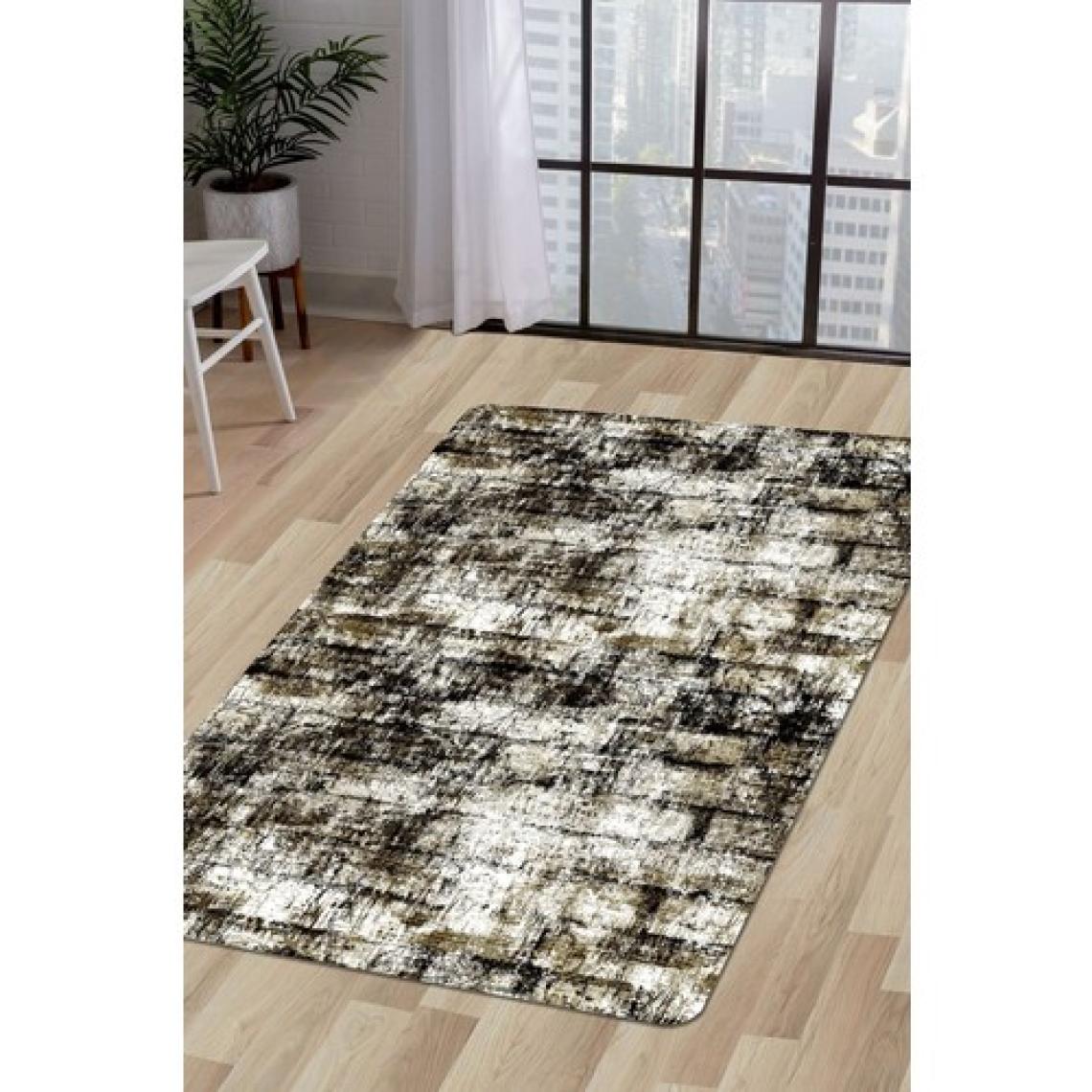 Dijidekor Halı Siyah  K1310 Yıkanabilir Saçaksız Kesme Ince Yolluk Kilim Salon Halısı Modelleri