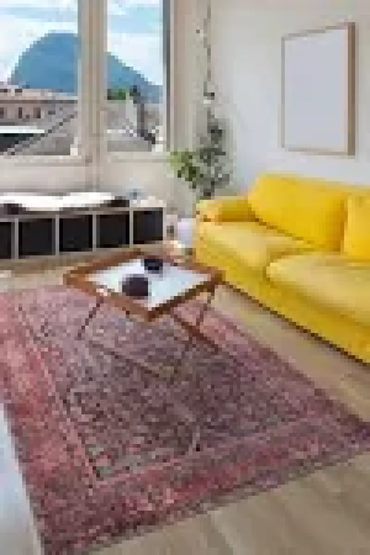 Artloop Vintage Salon Halısı, Blues Şönil Dokuma |Pamuk-Polyester|Kırmızı Halı Al 354