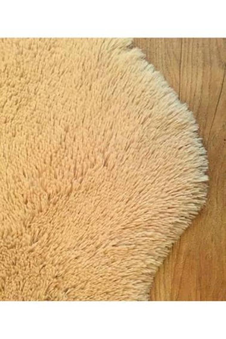 Tappeto Tavşan Tüyü Tek Kafa Post Peluş Yıkanabilir Kaymaz Taban  Camel