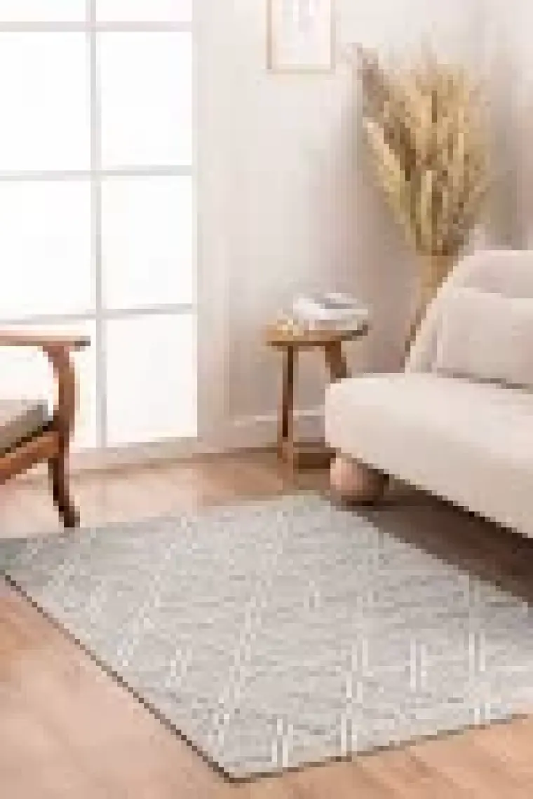 Koza Halı Alba Gri Krem Geometrik Çizgili Tozumaz Salon Koridor Balkon Teras Bahçe Oturma Odası Halısı 19241A