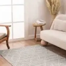 Koza Halı Alba Gri Krem Geometrik Çizgili Tozumaz Salon Koridor Balkon Teras Bahçe Oturma Odası Halısı 19241A