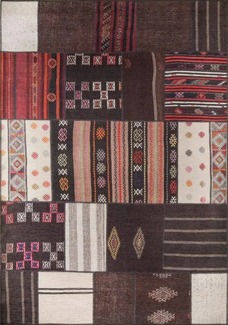 Artloop Jazz Patchwork Desenli Dokuma Taban Dekoratif Renkli Halı AL 45