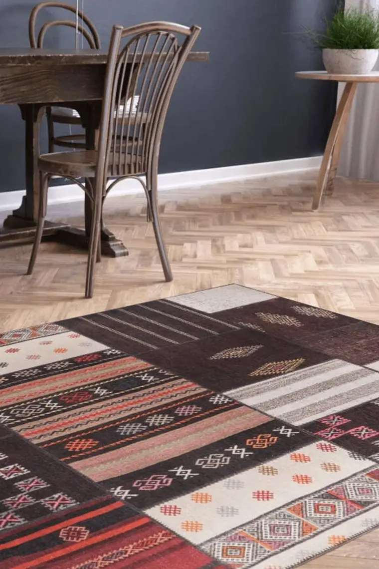 Artloop Jazz Patchwork Desenli Dokuma Taban Dekoratif Renkli Halı AL 45