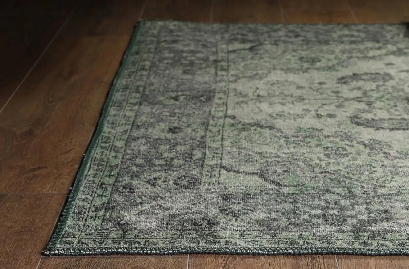 Artloop Blues Vintage Desenli Dokuma Taban Dekoratif Yeşil Halı AL 139