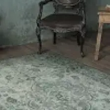 Artloop Blues Vintage Desenli Dokuma Taban Dekoratif Yeşil Halı AL 139