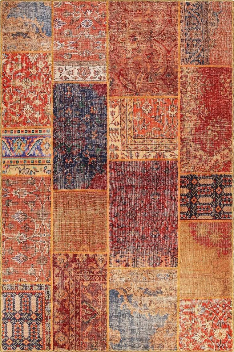 Artloop Patchwork Desenli Salon Halısı, Jazz Şönil |Pamuk-Polyester| Multi Halı Al 16