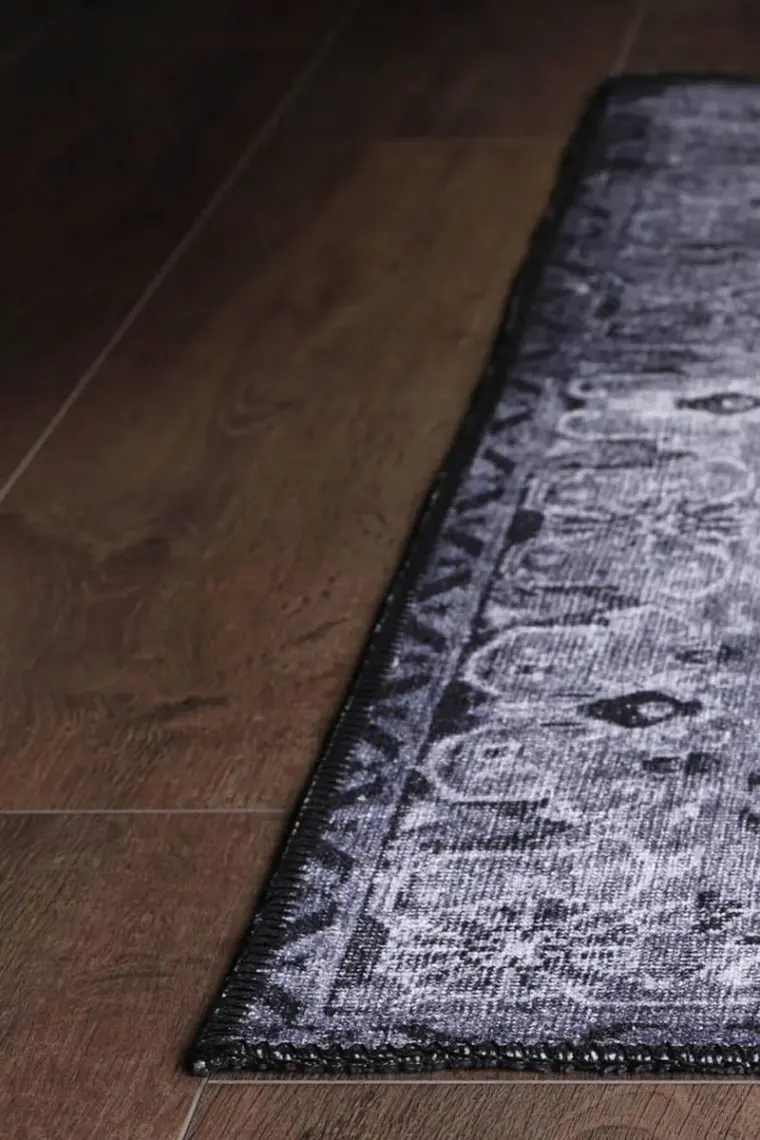 Artloop Vintage Salon Halısı, Blues Şönil Dokuma |Pamuk-Polyester|Gri Halı Al 22