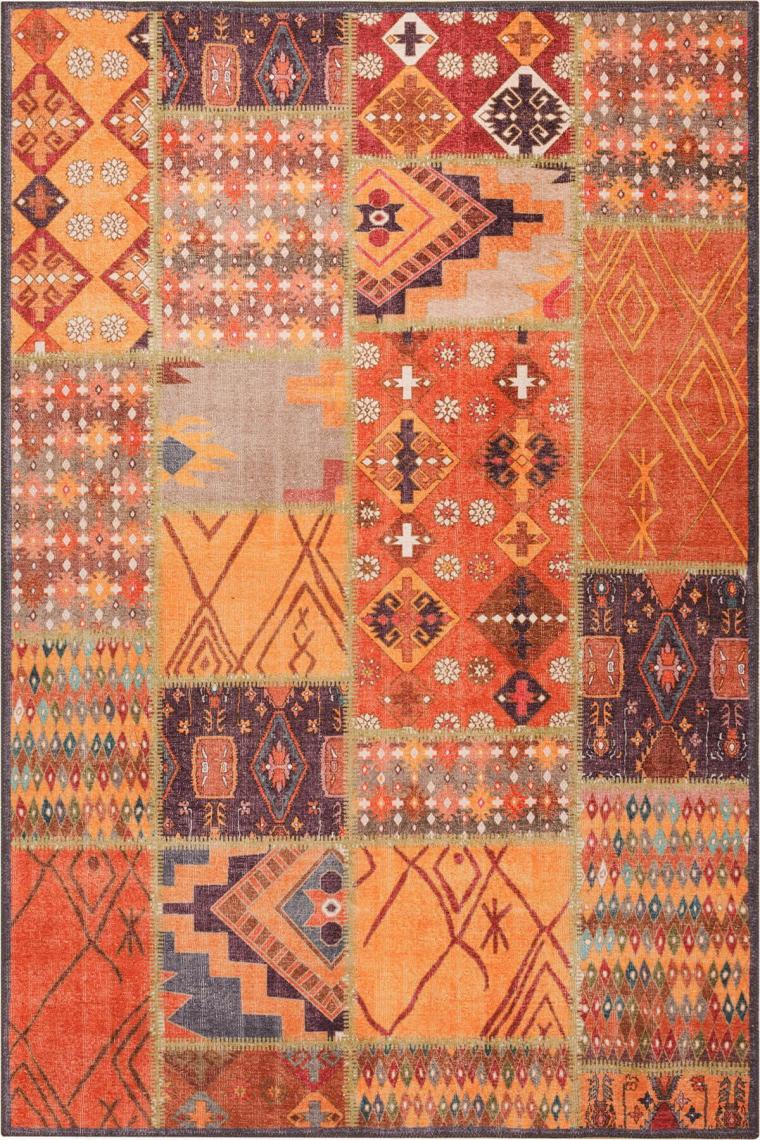Artloop Patchwork Desenli Salon Halısı, Jazz Şönil |Pamuk-Polyester| Renkli Halı Al 332