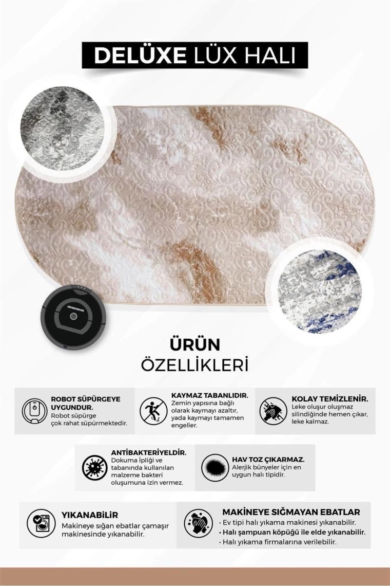 Dijidekor Delüxe Halı Iskandinav Gri Saçaklı Deri Taban Yuvarlak Halı Yeni Model Salon Halısı