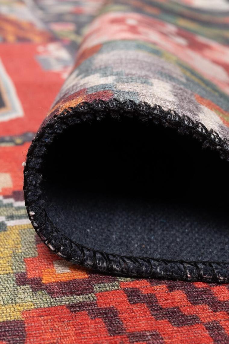 Artloop Folk Patchwork Desenli Dokuma Taban Dekoratif Renkli Halı (Ba 10)