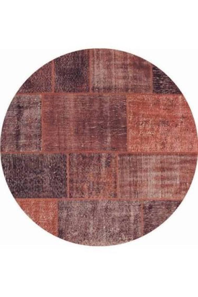 Artloop Patchwork Desenli Salon Halısı, Jazz Şönil |Pamuk-Polyester| Turuncu Halı Al 62