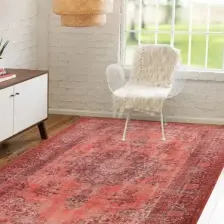 Artloop Vintage Salon Halısı, Blues Şönil Dokuma |Pamuk-Polyester|Kırmızı Halı Al 131