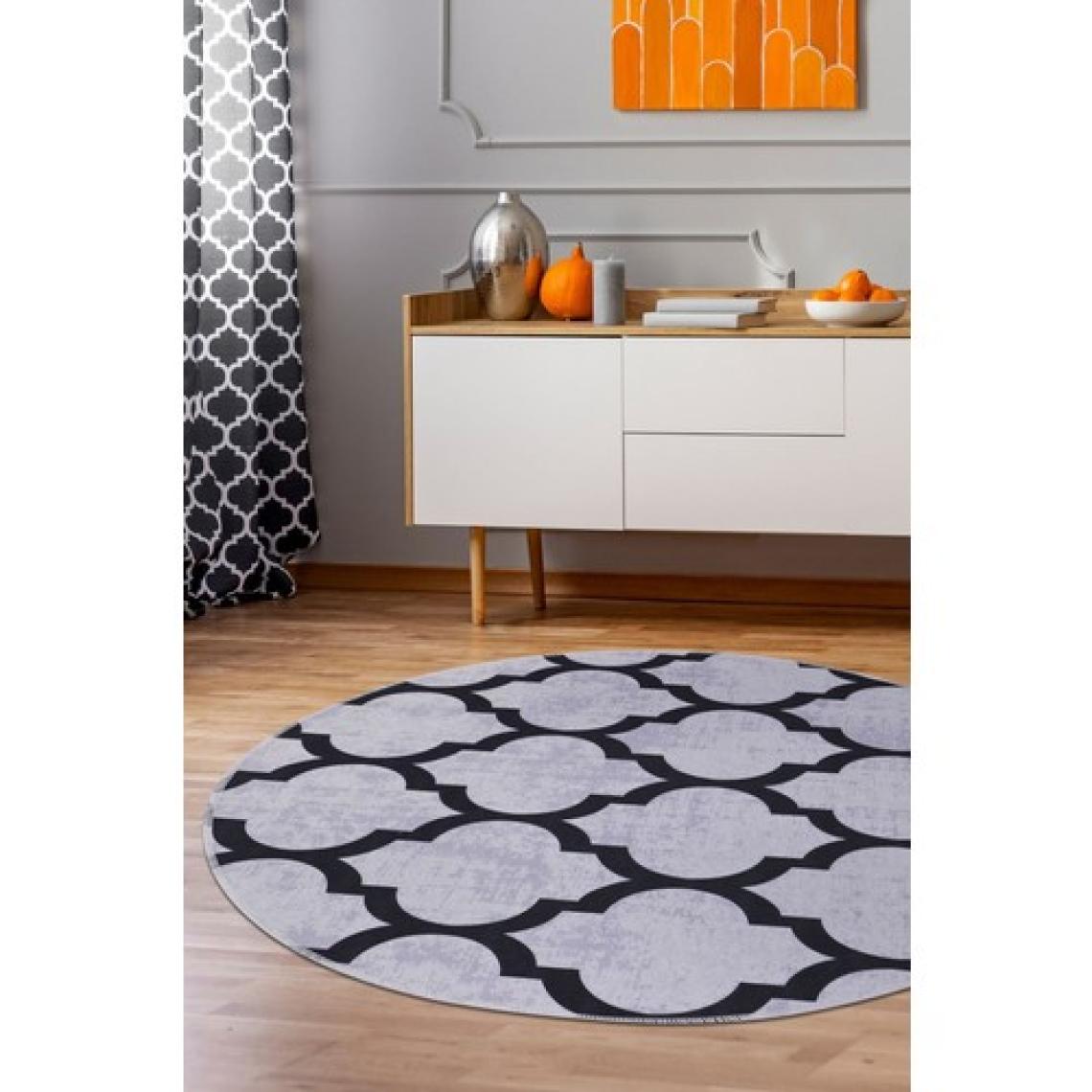 Dijidekor Halı Gri Maça Yıkanabilir Saçaksız Yuvarlak Kesme Ince Yolluk Kilim Salon Halısı Modeli