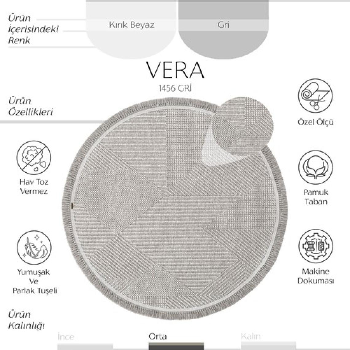 Cool Halı Vera 1456 Gri  Halı Kilim Yumuşak Dokulu Salon Halısı Mutfak Antre Yuvarlak Dokuma Makine Halısı