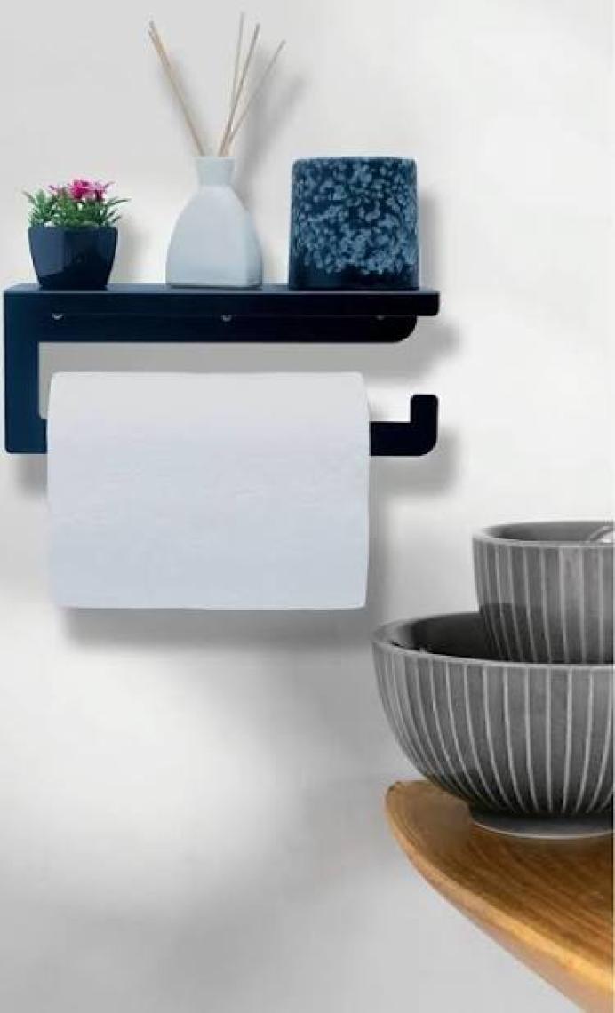 Thorqtech Modern Metal 3'lü Set Raflı Banyo Havlu Askılığı Rulo Havlu Askılığı Tuvalet Kağıtlığı