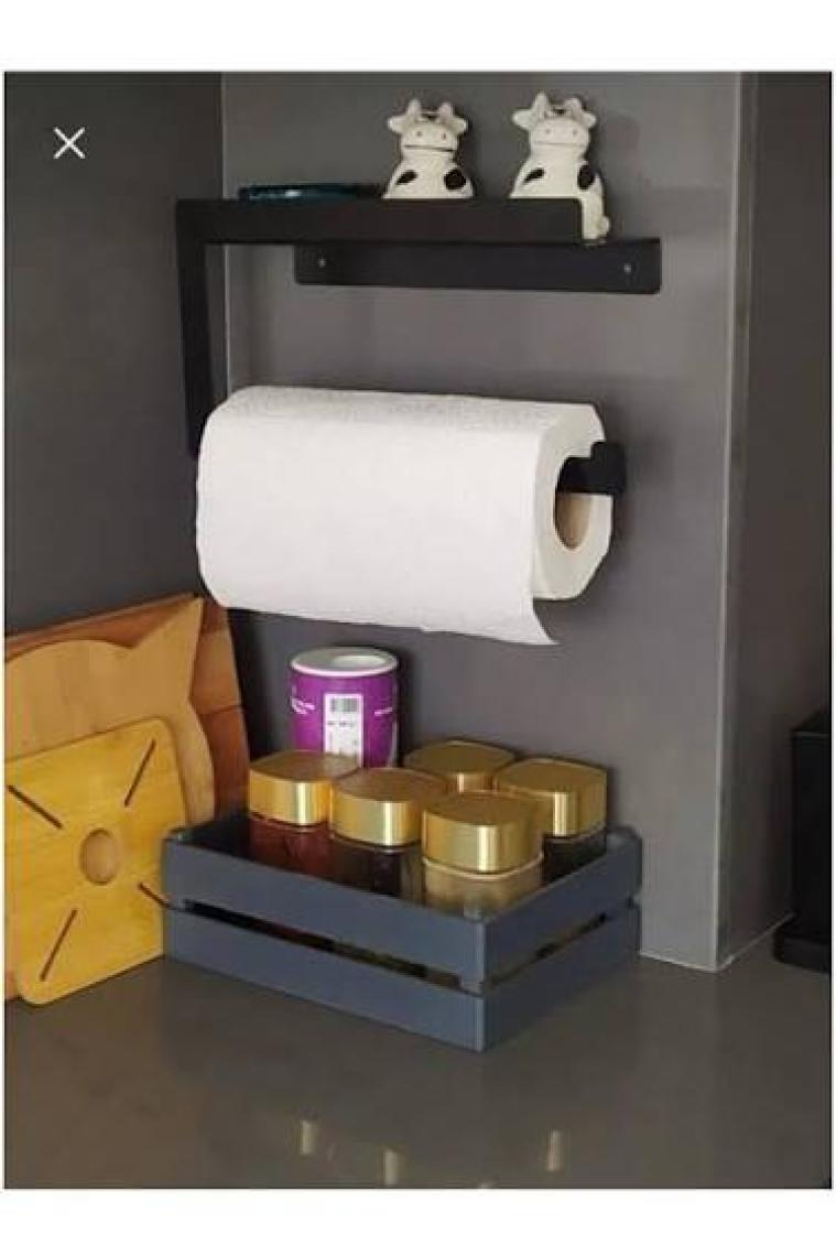 Thorqtech Modern Metal 3'lü Set Raflı Banyo Havlu Askılığı Rulo Havlu Askılığı Tuvalet Kağıtlığı