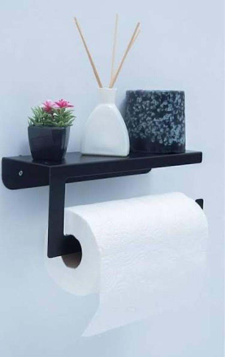 Thorqtech Modern Metal 3'lü Set Raflı Banyo Havlu Askılığı Rulo Havlu Askılığı Tuvalet Kağıtlığı