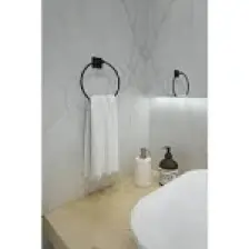 Alper Banyo Jasmin Kare Yapışkanlı Siyah Yuvarlak Havluluk Havlu Askısı Havlu Asacağı