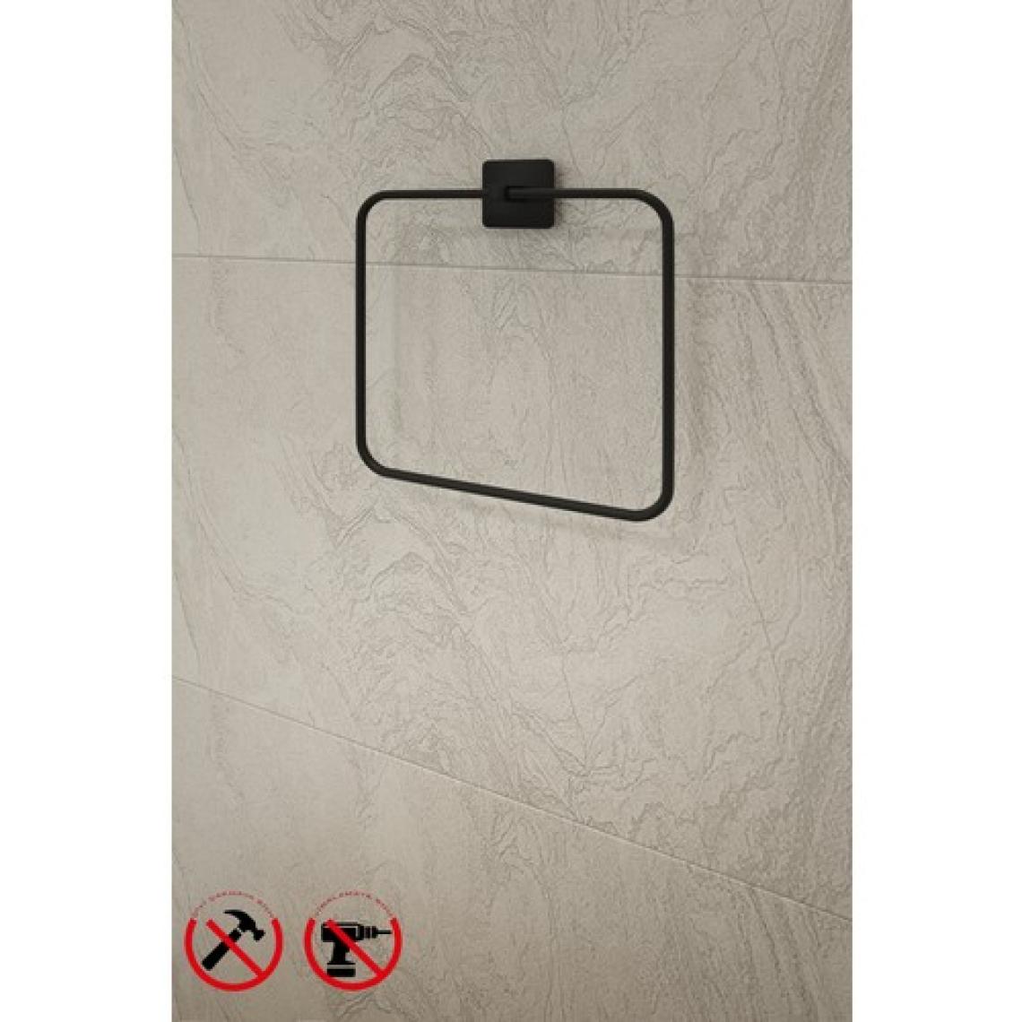 Alper Banyo Yapışkanlı Kare Siyah Kare Havluluk Havlu Askısı