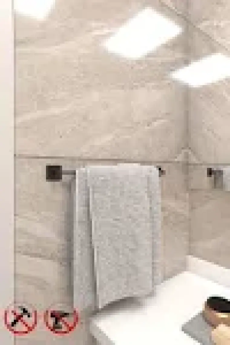 Alper Banyo Yapışkanlı Siyah Kare Uzun Havluluk Havlu Askısı 40 cm