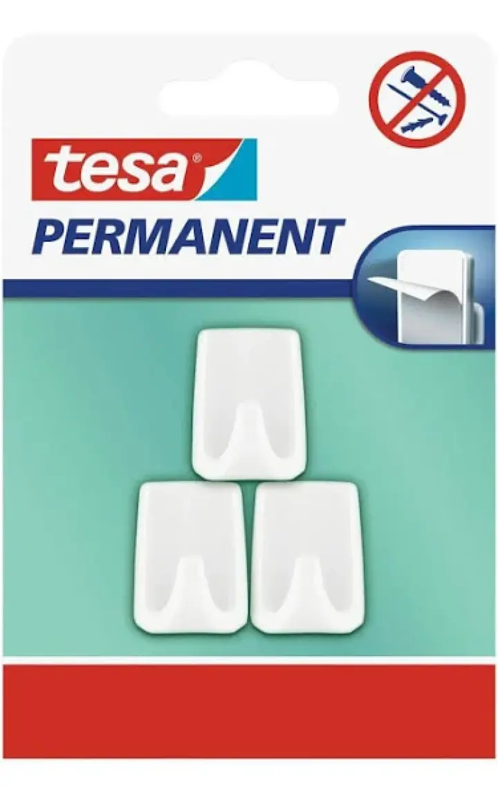 Tesa 66606 Kendinden Yapışkanlı Dikdörtgen Plastik Askı 3'lü Paket