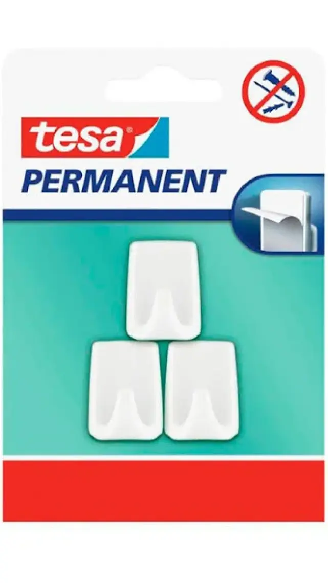 Tesa 66606 Kendinden Yapışkanlı Dikdörtgen Plastik Askı 3'lü Paket