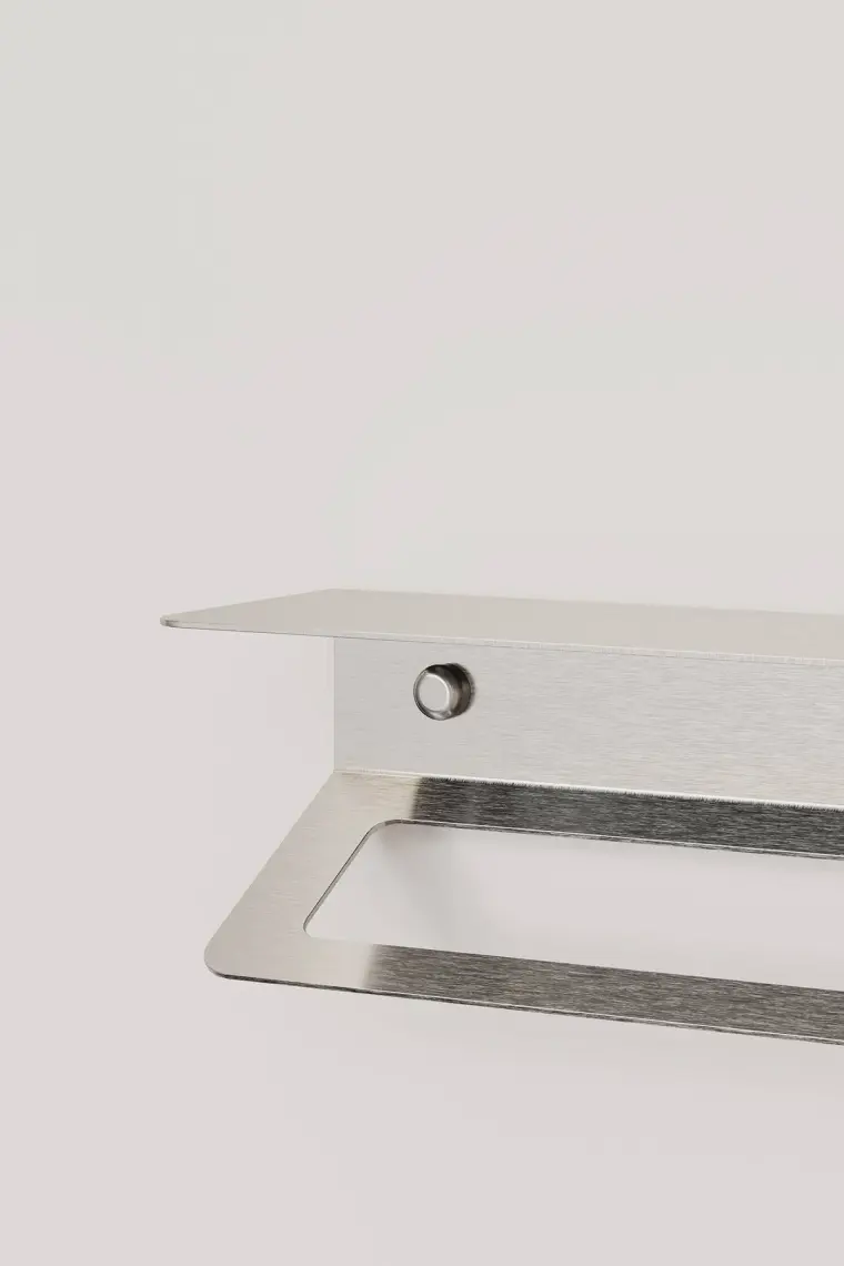Zift Unique Ömür Boyu Paslanmaz Çelik Havlu Askısı, Satine , Raflı ve Yapışkanlı Havlu Tutacağı, Havluluk 30CM