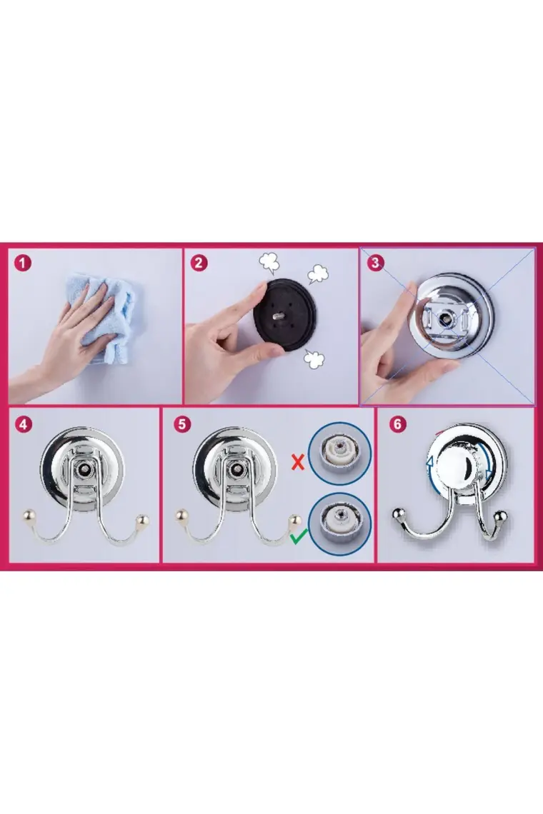 Lucena Kauçuk Vakumlu Siyah Ikili Banyo Askısı Ekstra Güçlü