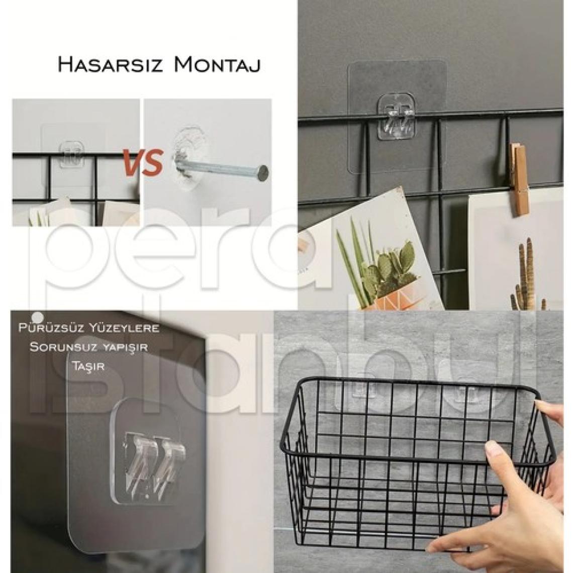 Pera İstanbul 20 Adet Süper Güçlü Şeffaf Çerçeve Askısı Lekesiz Duvar Yapışkanı Mutfak Banyo Raf Tutucu Aksesuarı