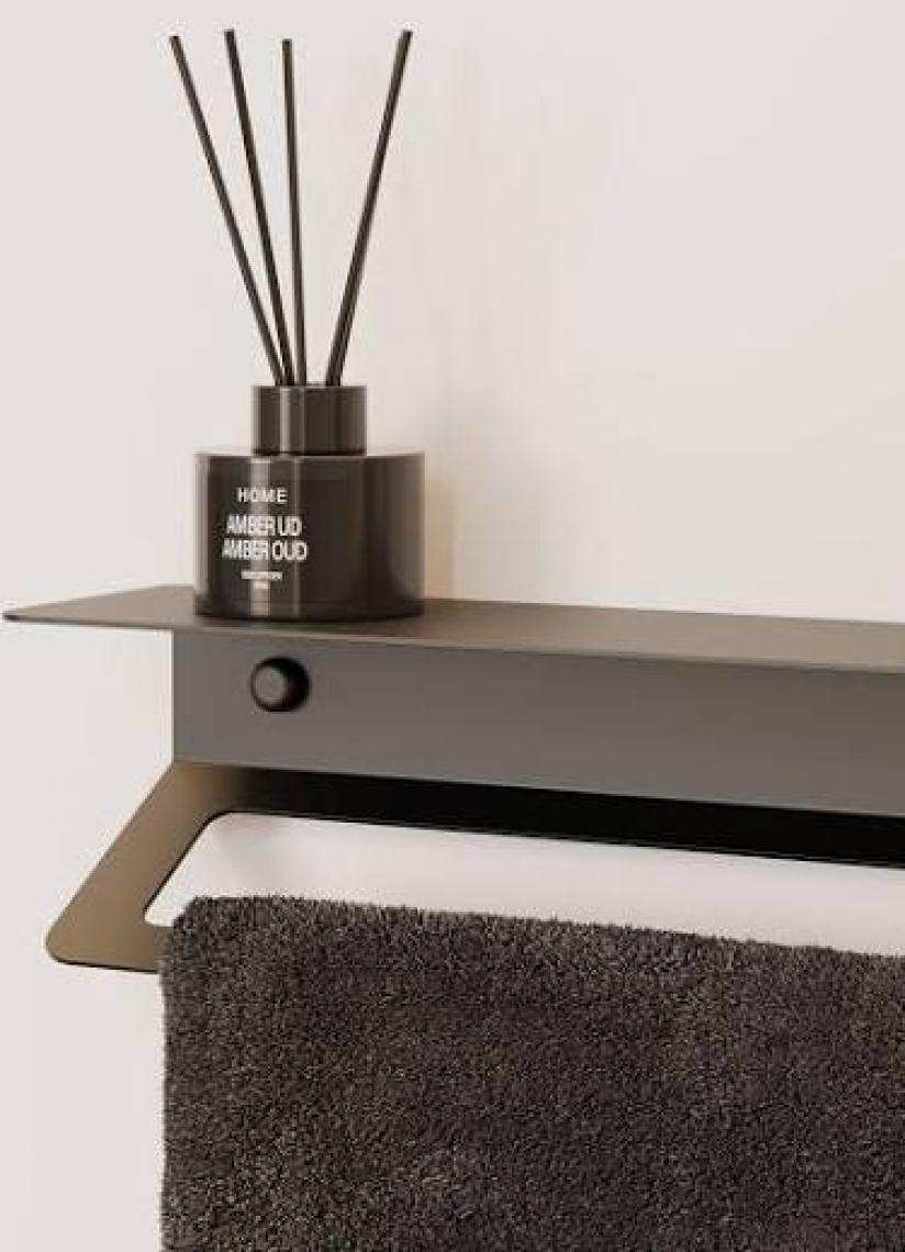 Zift Unique Mat Siyah Ömür Boyu Paslanmaz Çelik Havlu Askısı , Raflı ve Yapışkanlı Havlu Tutacağı, Havluluk 30CM