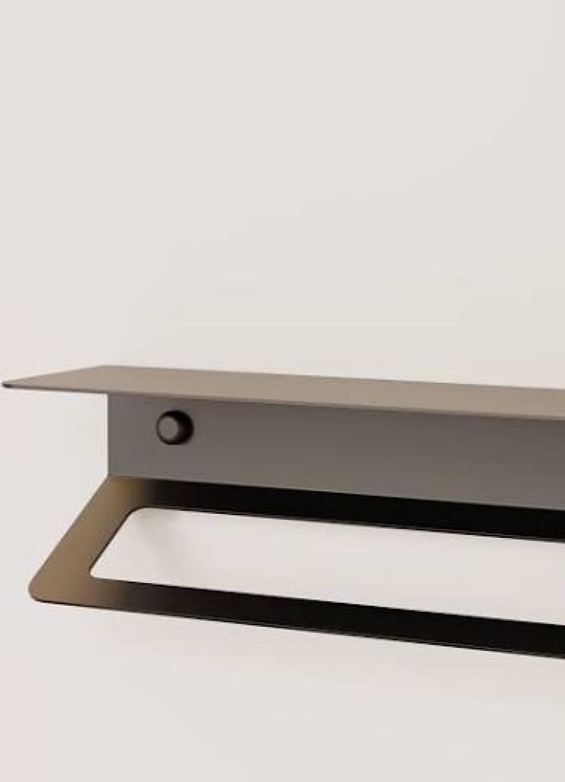 Zift Unique Mat Siyah Ömür Boyu Paslanmaz Çelik Havlu Askısı , Raflı ve Yapışkanlı Havlu Tutacağı, Havluluk 30CM