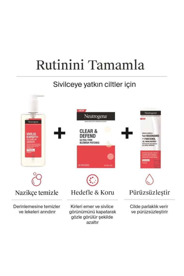 Neutrogena Clear & Defend Ultra Thin Blemish Patches 24'lü Hidrokolloid Bant
