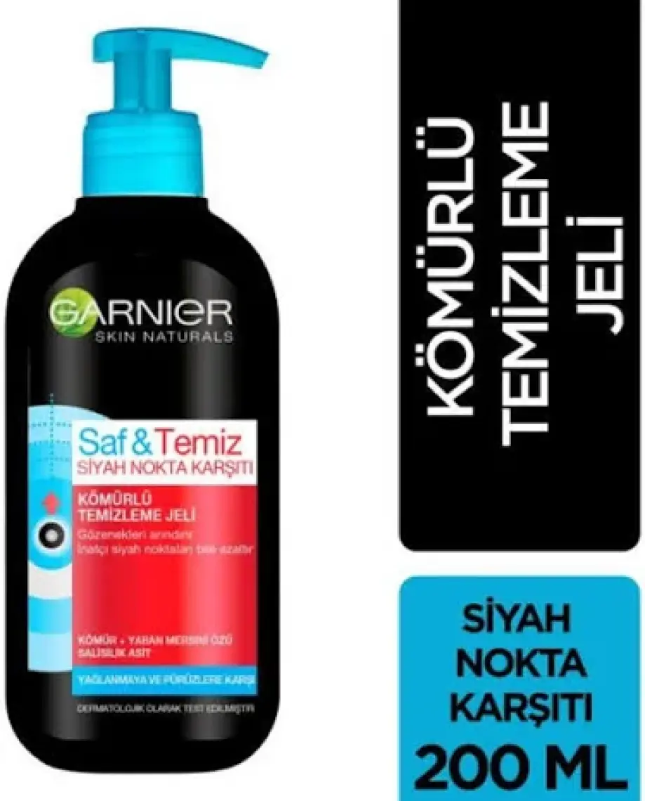 Garnier Yüz Temizleme Jeli Saf & Temiz Siyah Nokta Karşıtı Kömürlü 200ml