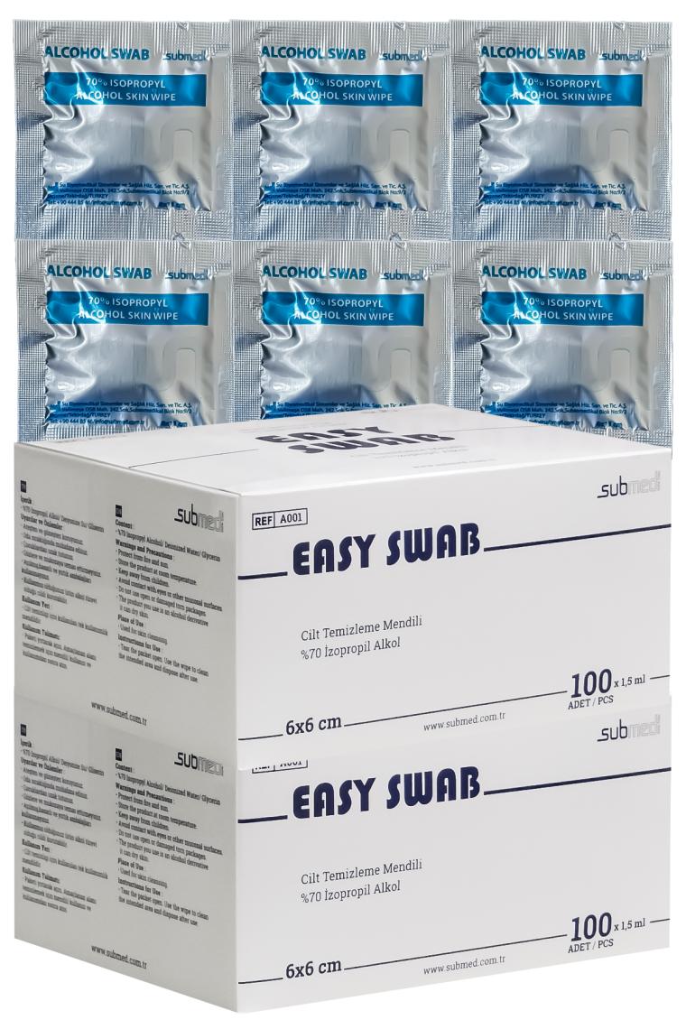 Submed Easy Alkollü Mendil %70 Ipa, Cilt Temizleme Mendili 200 Adet
