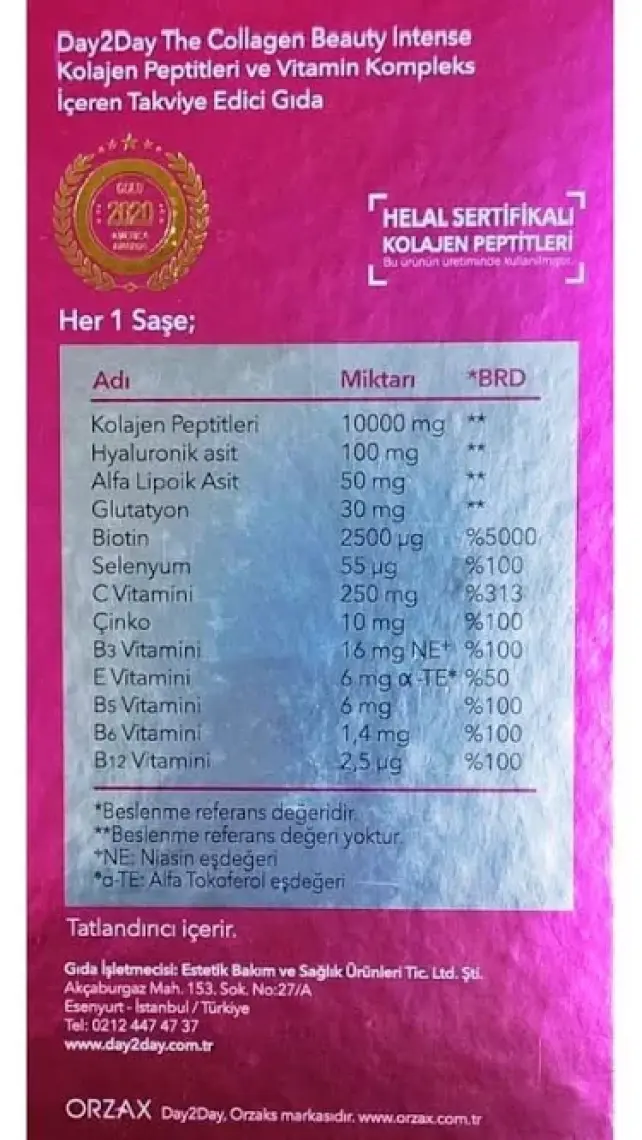 Day2Day The Collagen Beauty Intense 30 Saşe Çilek Aromalı