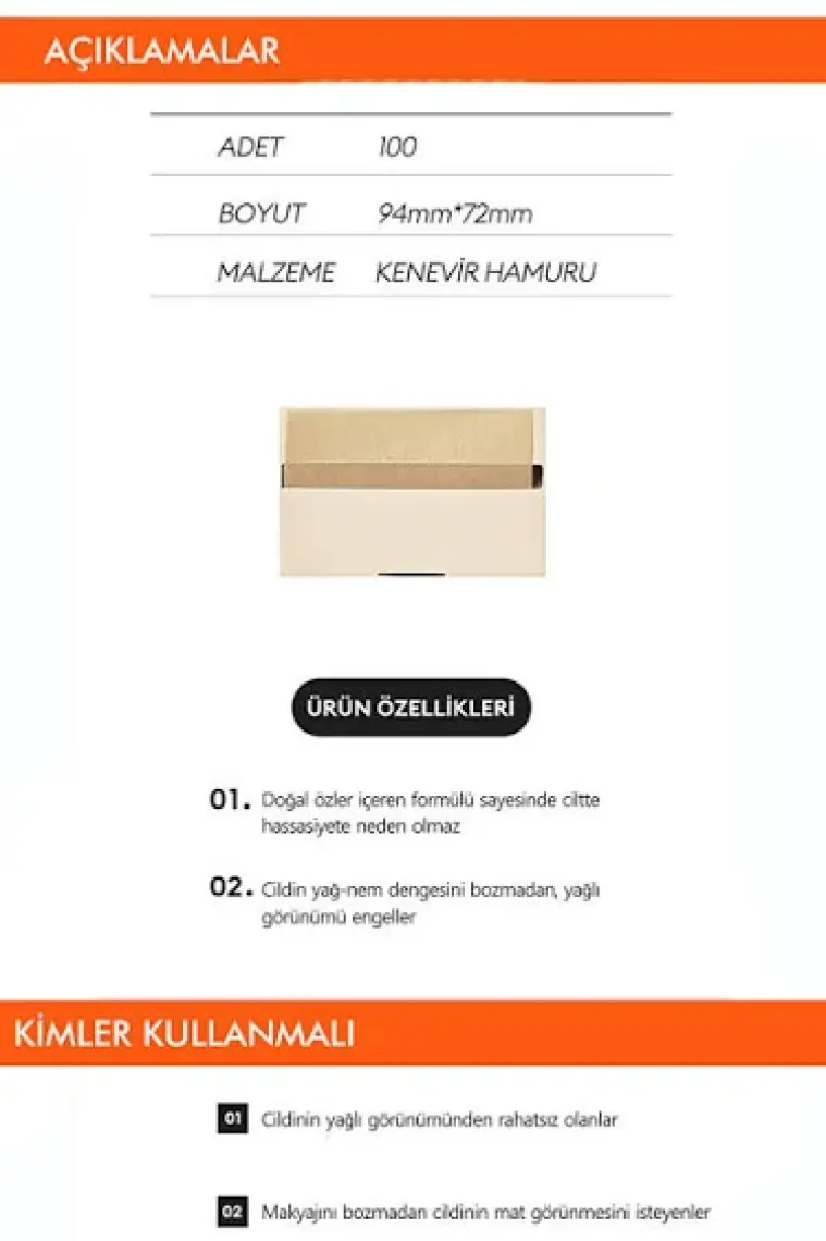 MISSHA Yağ Kontrol Kağıdı MISSHA Oil Control Paper (100 Adet)